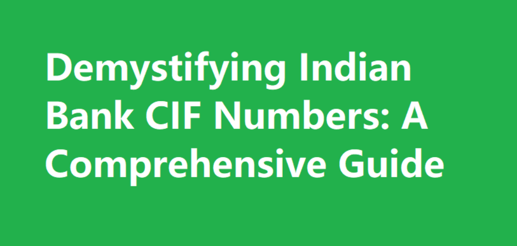 indian bank cif number